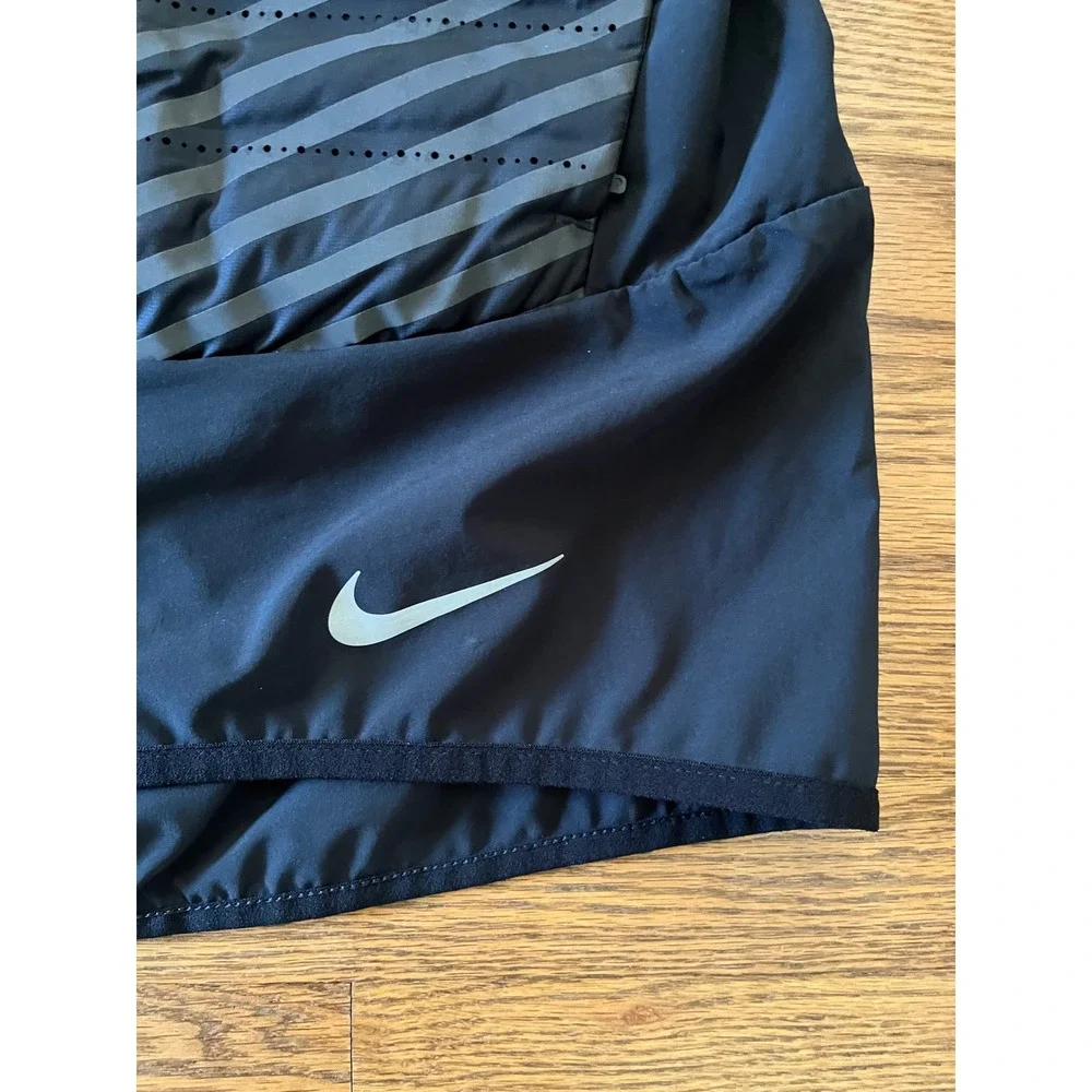 Nike Aeroloft Running Vest Mens XL Black Geometric Reflective Down Fill Training